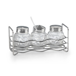 НАБОР для специй 3пр.(соль,перец,горч) нерж, подст. ВОЛНА [381-3]