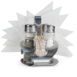 НАБОР для специй 3пр.(соль,перец,зубоч)+САЛФЕТНИЦА нерж, крюк ''Luxstahl''[821N]