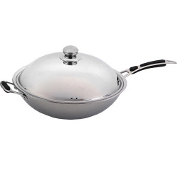 СКОВОРОДА ВОК 360мм нерж. с крышкой нерж. (48189)