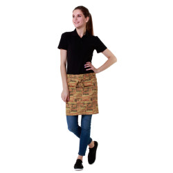 ФАРТУК ОФИЦИАНТА короткий чай надписи на бежевом фоне[00303]