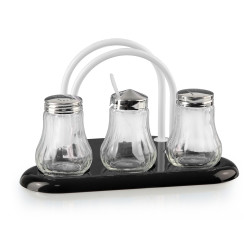 НАБОР для специй 3пр.(соль,перец,горч)+ САЛФЕТНИЦА пластик [129-3]