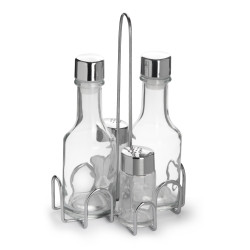 НАБОР для специй 4пр.(соль,перец,масло,уксус) нерж, замкнутый круг ''Luxstahl''[KH-414]