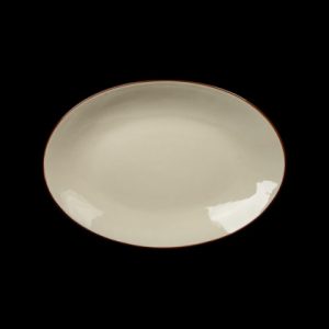 БЛЮДО овальное 12" 310х215х35мм, слоновая кость+ зеленый "China Town" [HM04373-12]