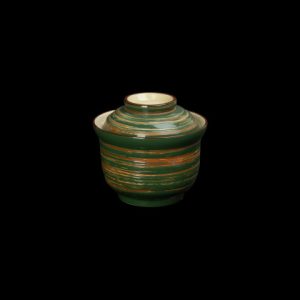 БУЛЬОННАЯ ЧАШКА 4,5" 115мм 280мл с крышкой, слоновая кость+ зеленый "China Town" [HM05257-4,5]