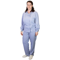 КУРТКА ШЕФ-ПОВАРА ЖЕНСКАЯ серо-синий (16-3919) рукав длинный на застежке белый кант [00016 р.48] ЛЛ