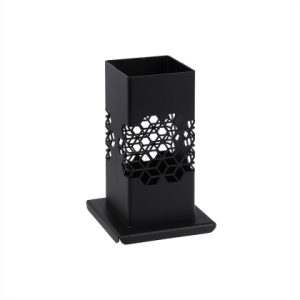 Подставка-стакан д/стол. приборов Квадрат 10х10 см, h=16 см черный Luxstahl