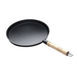 Сковорода чугунная блинная 220/15 с деревянной ручкой Luxstahl [HE96]